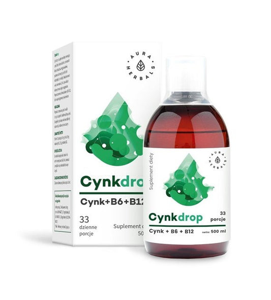 AURA HERBALS Cynkdrop, Zink + B6 + B12 (500 ml / 16,9 fl. oz.)