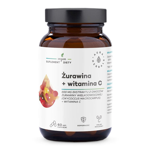 AURA HERBALS Tranbär + Vitamin C (60 kapslar)