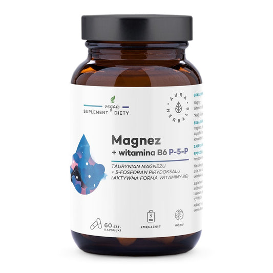 AURA HERBALS Magnesium + Vitamin B6 (60 kapslar)