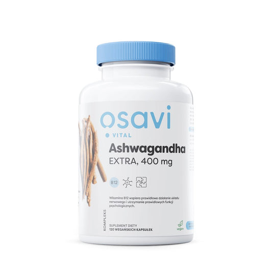 ASHWAGANDHA JUURIUUTE + B12 / VAHVA / 400 mg / 120 vkaps.