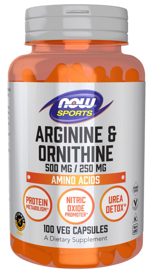 NOW FOODS Arginin 500 mg + Ornithin 250 mg (100 Kapseln)