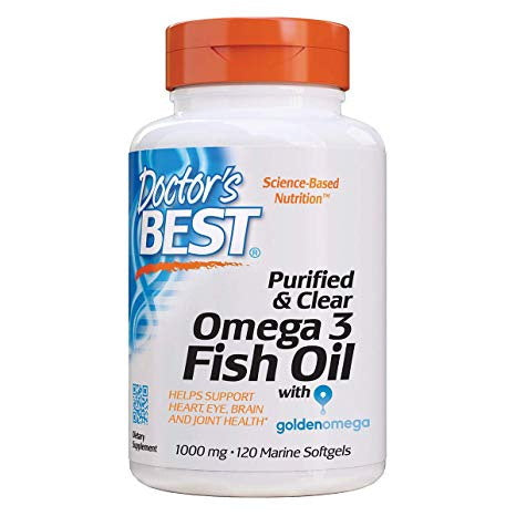 DOCTOR'S BEST Purified & Clear Omega 3 Fish Oil, 1000 mg (120 Marine Softgels)