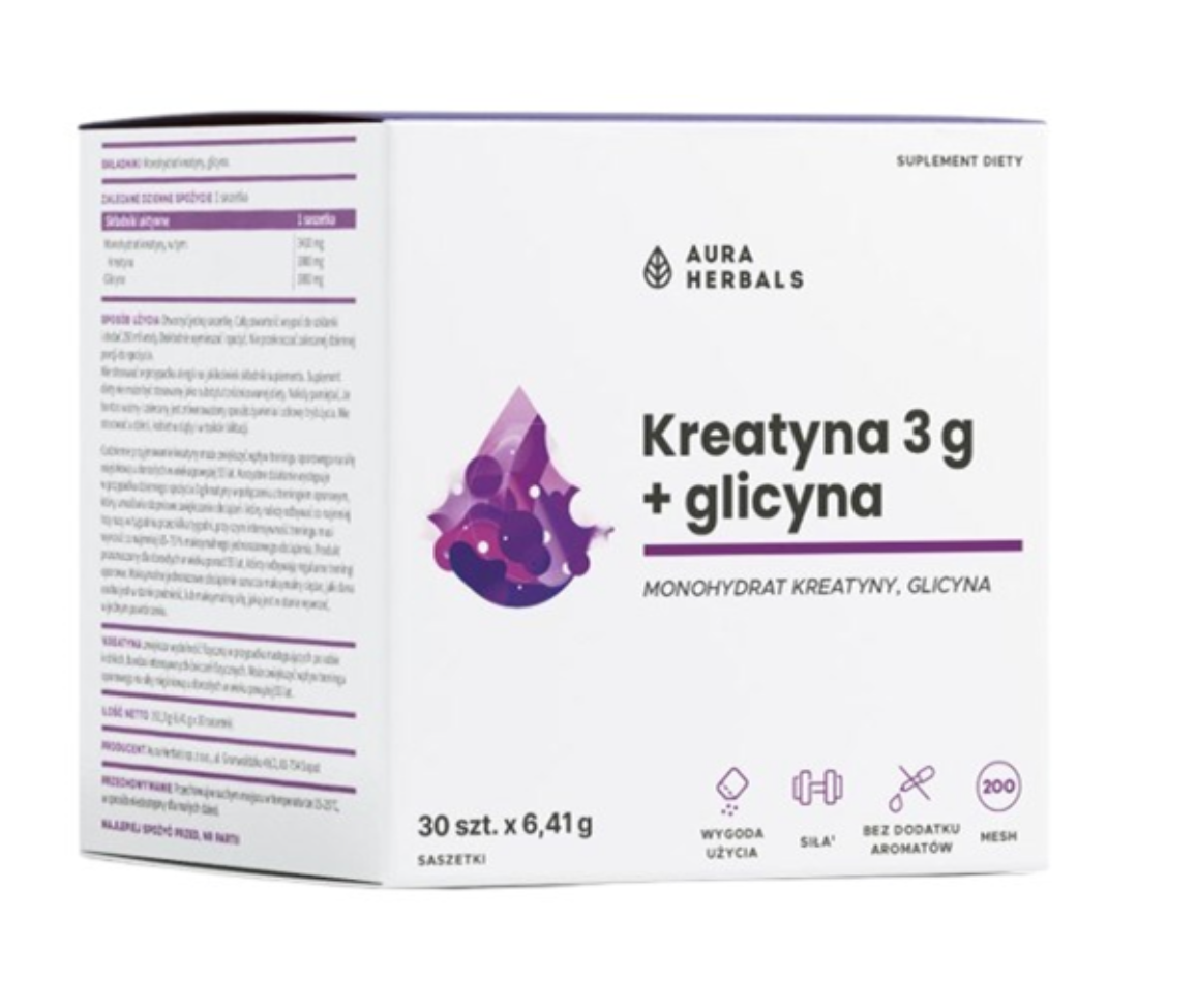 KREATIINIMONOHYDRAATTI 3000 mg + GLYSIINI / 30 pussia