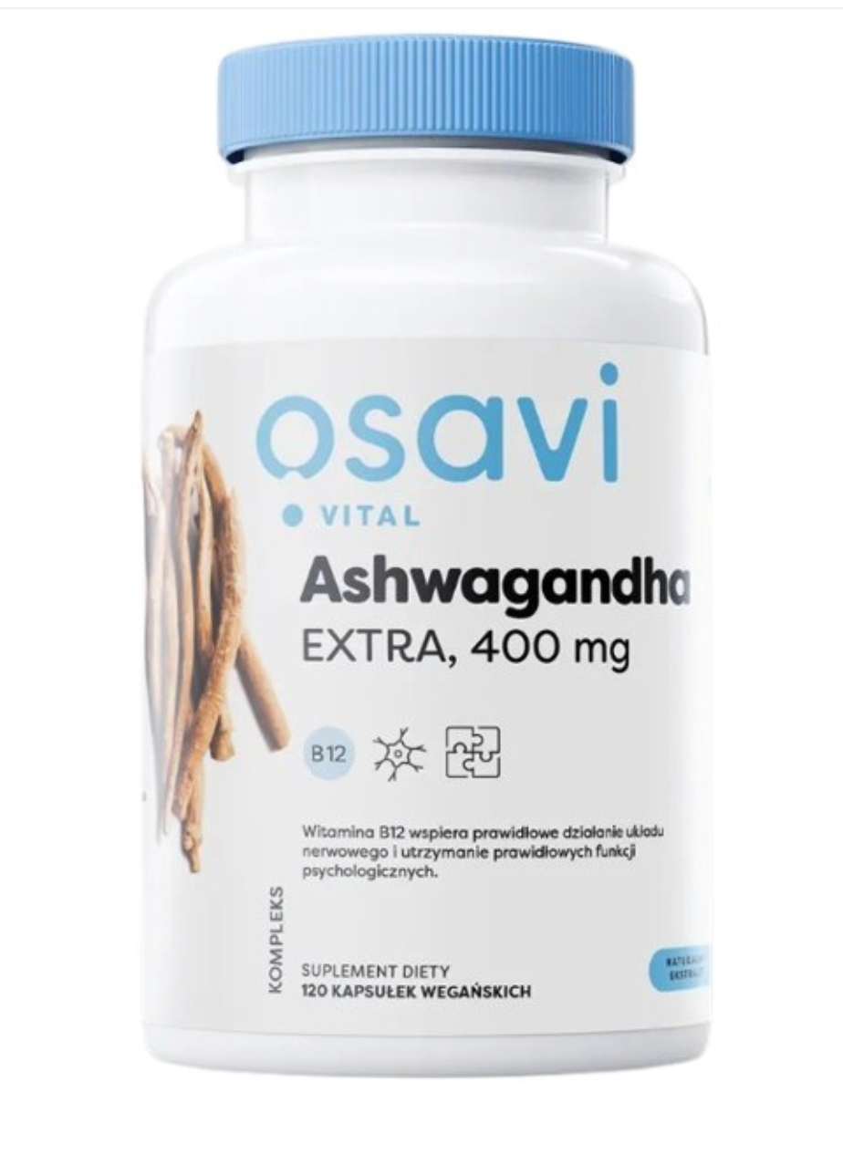 ASHWAGANDHA -UUTE + B12 / 400 mg + 100 mcg / 120 kaps.