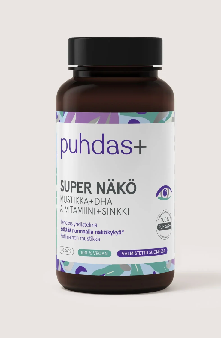 SUPER NÄKÖ / MUSTIKKA + DHA + SINKKI / 60 kaps.