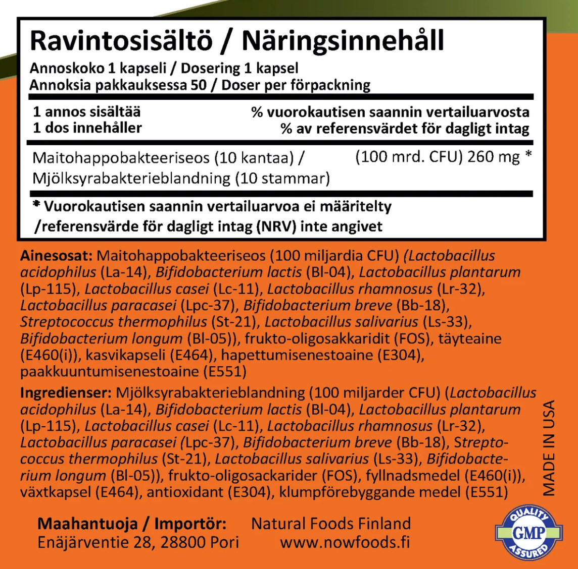 PROBIOTIC-10 / 10 kantaa & 100 miljardia / 30 kaps.
