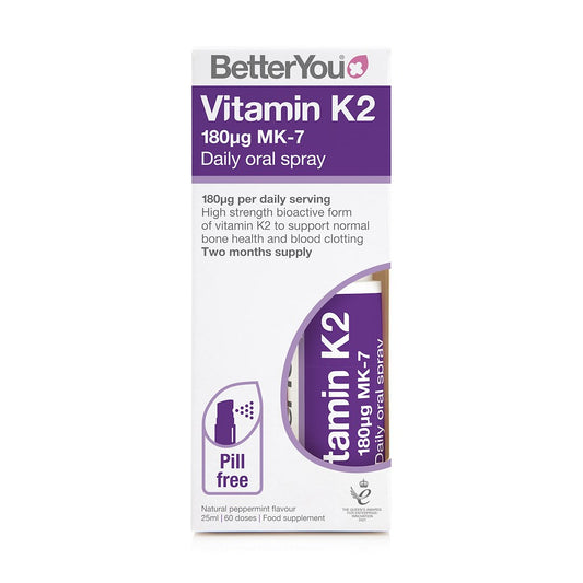 BETTERYOU Vitamin K2 MK7 60 mcg tägliches orales Spray (25 ml / 0,845 fl. oz.)