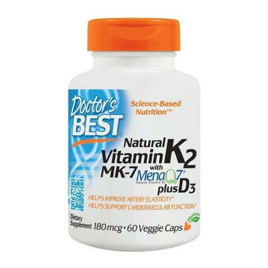 DOCTOR'S BEST Natürliches Vitamin K2 Mk7 mit Menaq7 Plus D3, 180 mcg (60 vcaps)