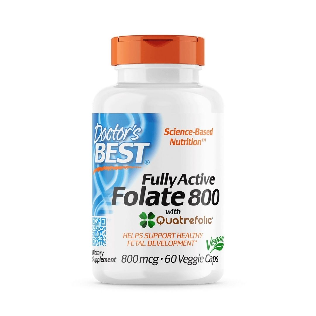 DOCTOR'S BEST Vollaktiviertes Folat 800 mit Quatrefolic, 800 mcg (60 vcaps)