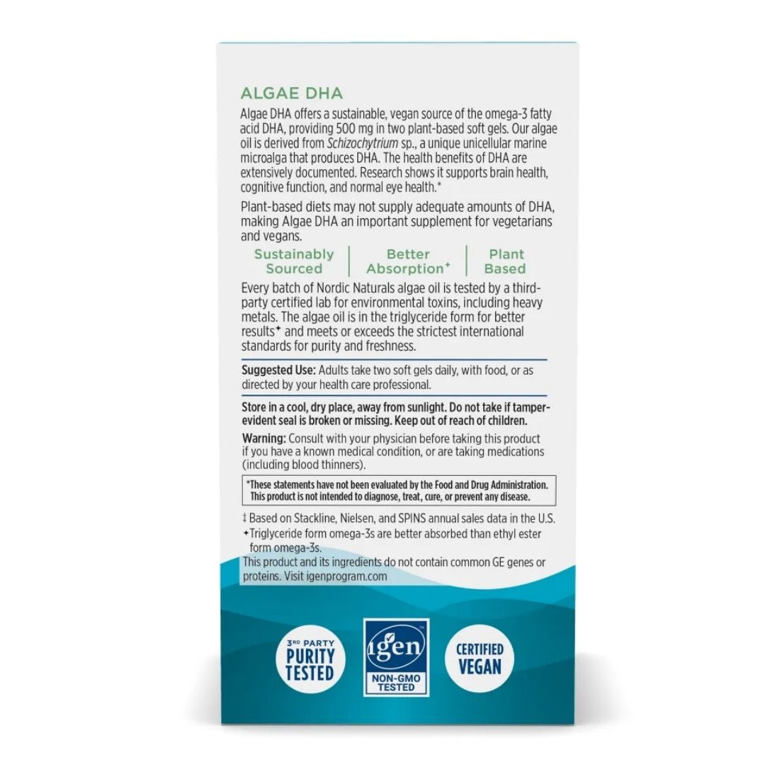 NORDIC NATURALS Algae DHA, 500mg (60 sgels)
