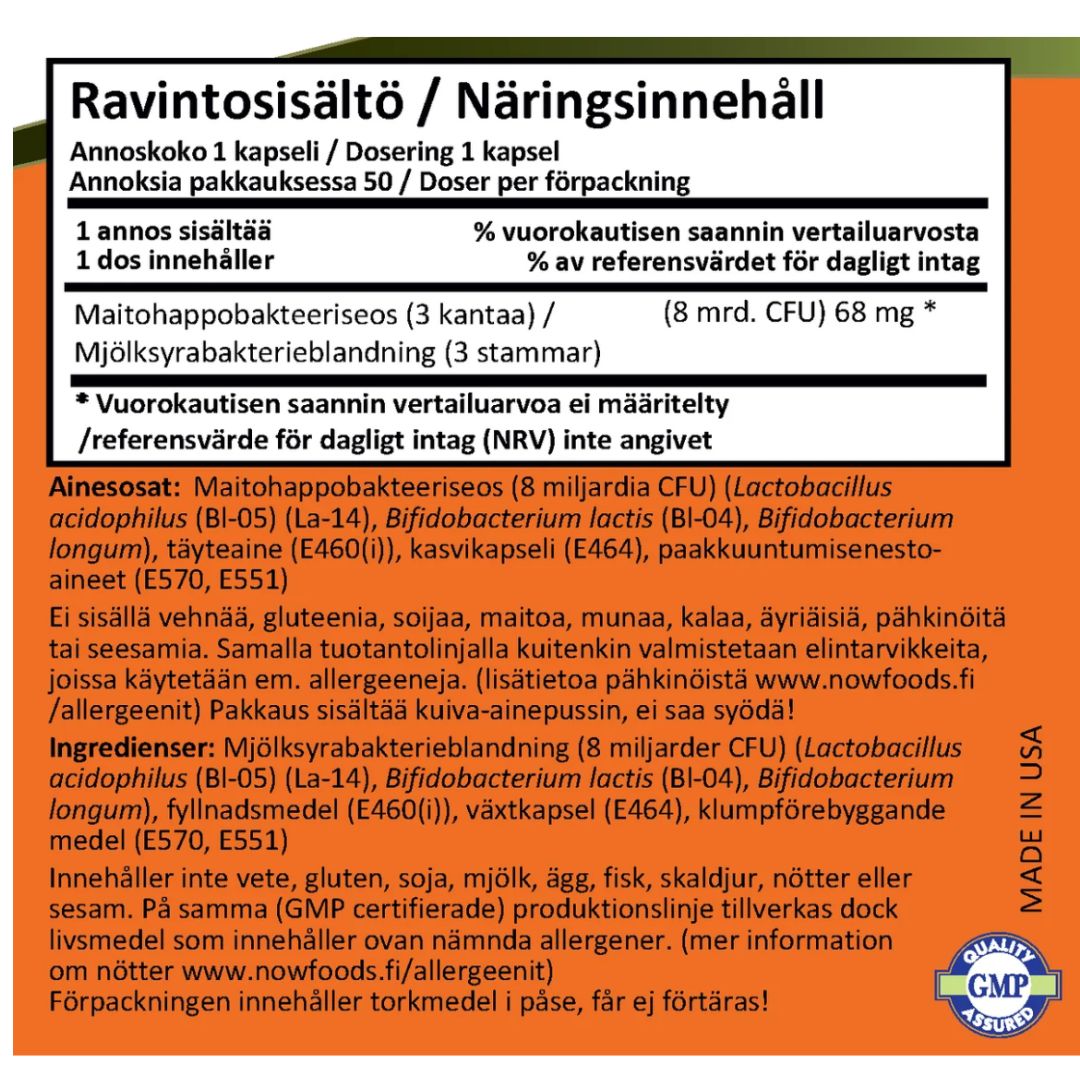 ACIDOPHILUS & BIFIDUS / 8 miljardia / 60 kaps.