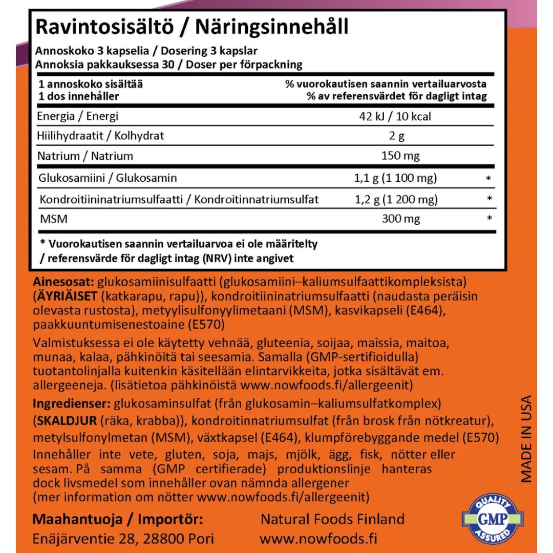 GLUKOSAMIINI + KONDROITIINI + MSM / 90 kaps.