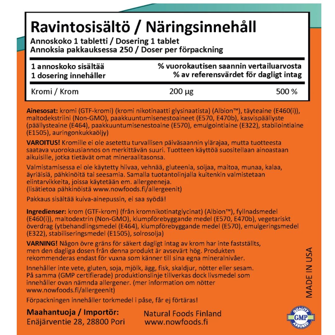 KROMI / GTF CHROMIUM / 200 mcg / 250 tabl.