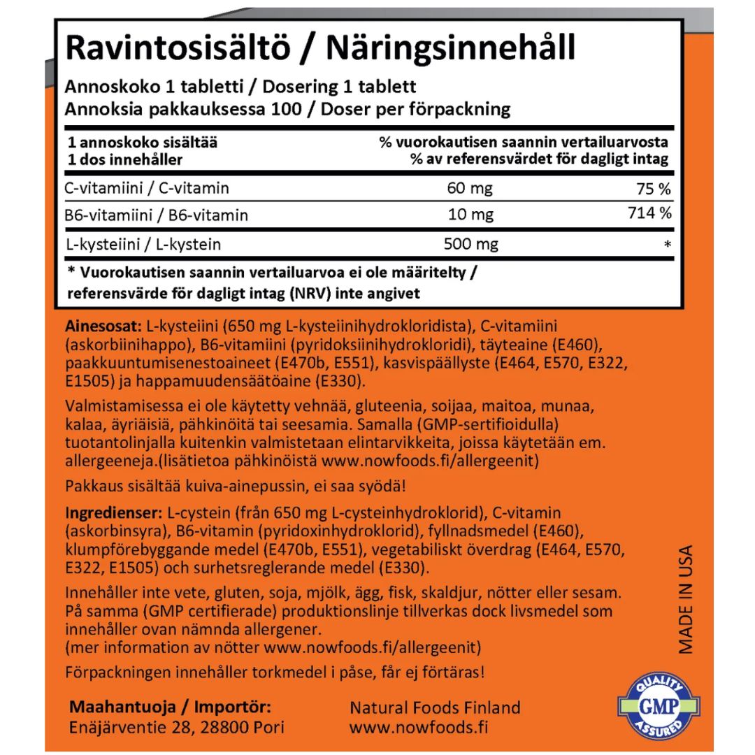 L-KYSTEIINI + C + B6 / 500 mg / 100 tabl.