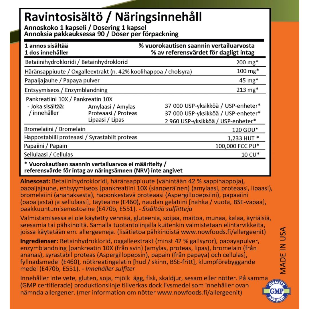 SUPER ENZYMES / RUOANSULATUSENTSYYMIT / 90 kaps.
