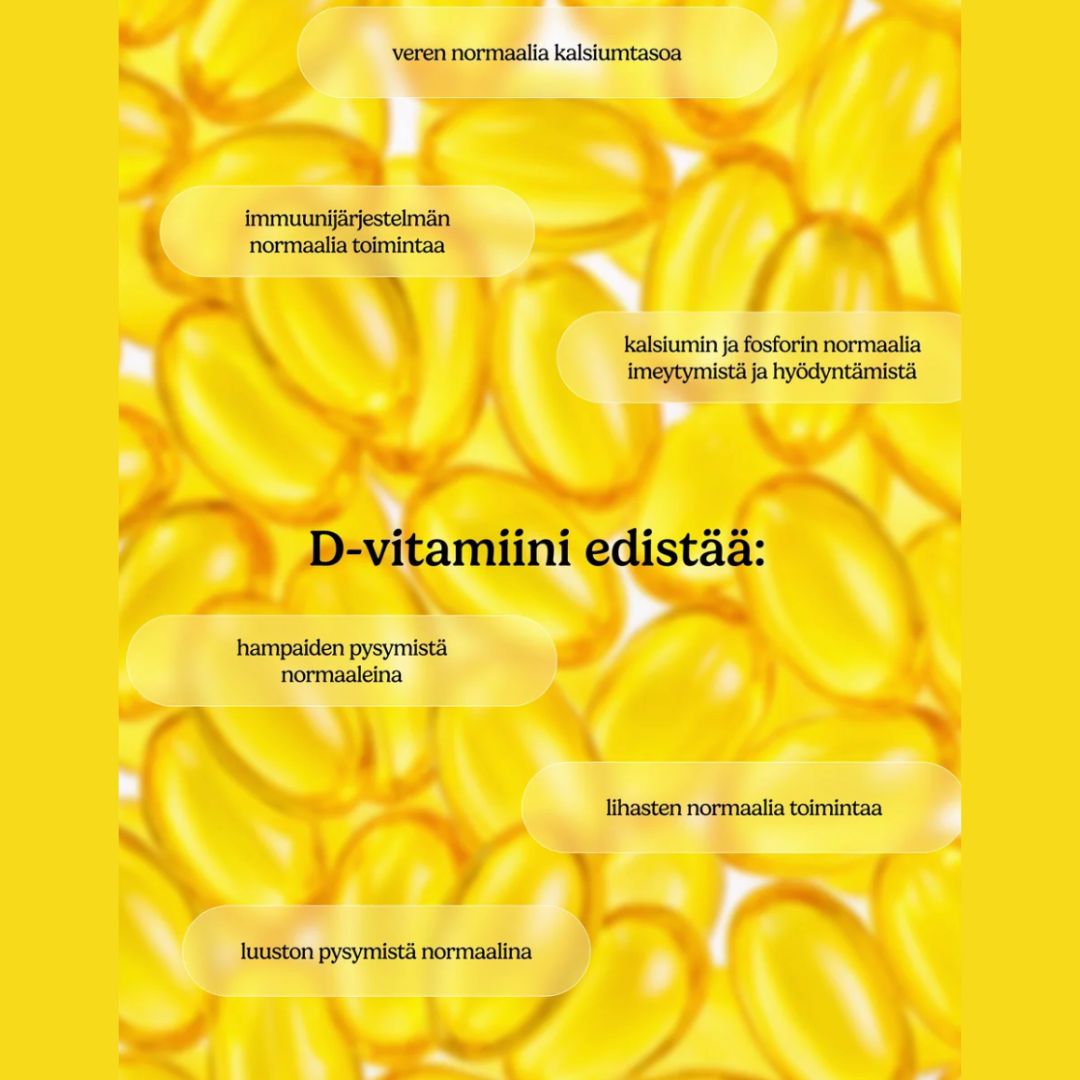D3-VITAMIINI / OLIIVIÖLJY / 100 mcg / 60 kaps.