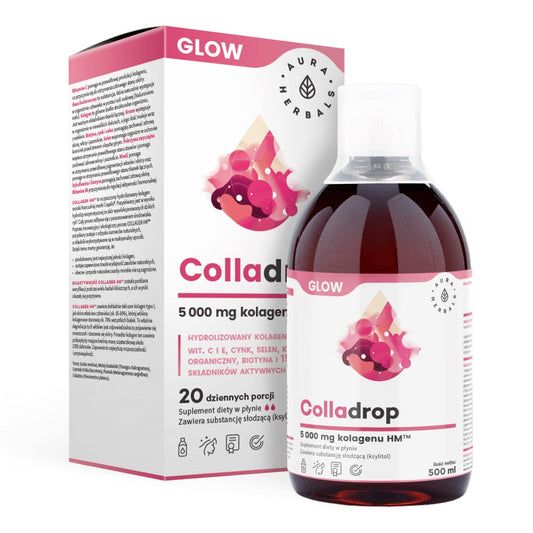AURA HERBALS Colladrop Glow, marine collagen, 5000 mg (500 ml / 16.9 fl. oz.)