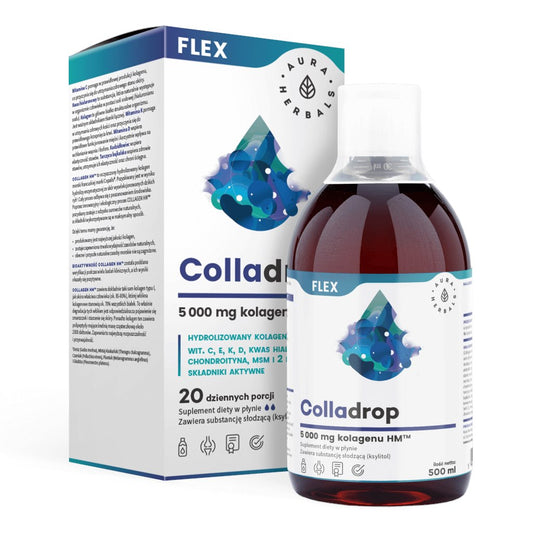 AURA HERBALS Colladrop Flex, marine collagen, 5000 mg (500 ml / 16.9 fl. oz.)