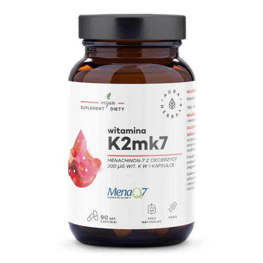 AURA HERBALS Vitamin K2 MK7, 200 mcg (90 kapslar)