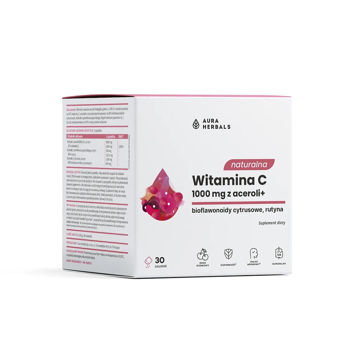 LUONNOLLINEN C-VITAMIINI ACEROLASTA / 1000 mg / 30 pussia