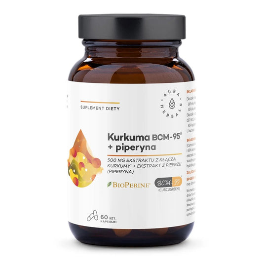 AURA HERBALS Gurkmeja 500 mg BCM-95® + piperin (60 kapslar)