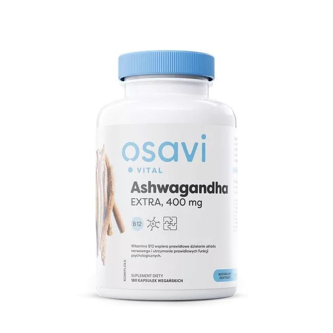 ASHWAGANDHA JUURIUUTE + B12 / VAHVA / 400 mg / 180 kaps.