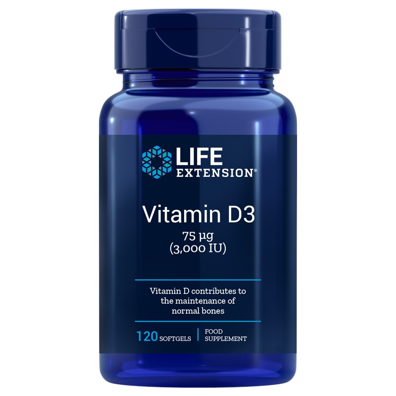 LIFE EXTENSION Vitamin D3, 3000 IE, 75 mcg, EU-Version (120 Kapseln)