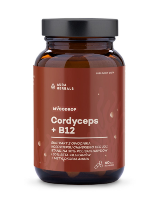 MYCODROP / CORDYCEPS -UUTE + B12 / 500 mg + 50 mcg / 60 kaps.