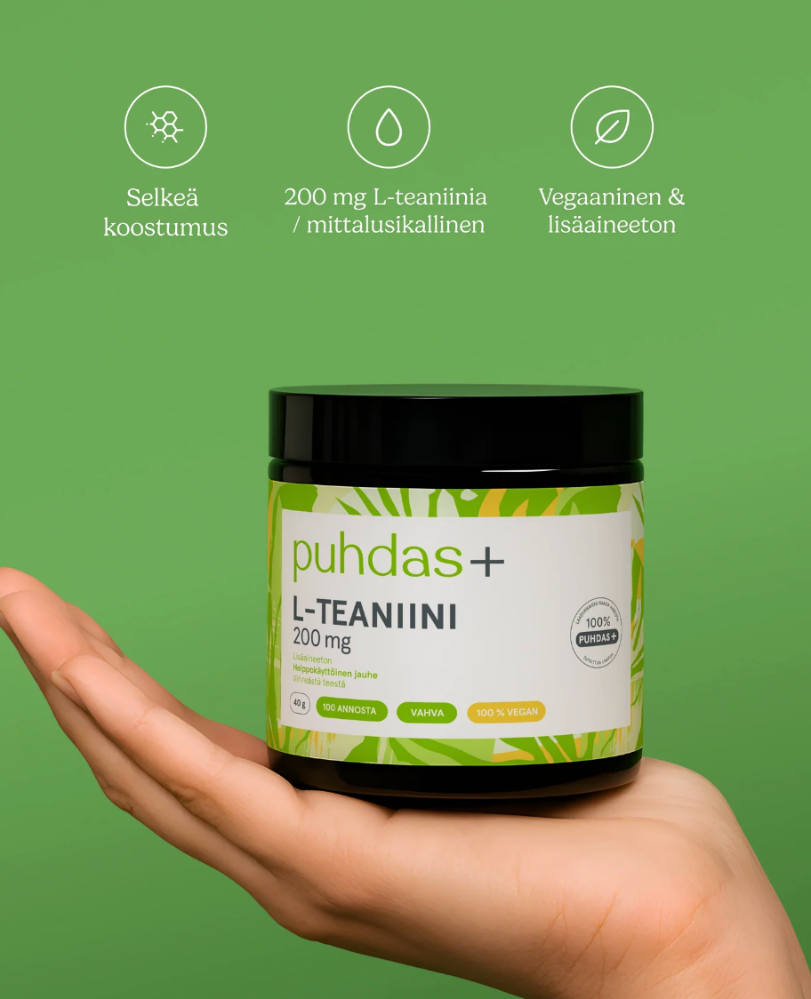 L-TEANIINIJAUHE / VIHREÄTEEUUTE / 200 mg / 40 g