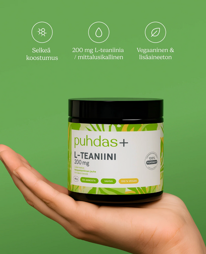 L-TEANIINIJAUHE / VIHREÄTEEUUTE / 200 mg / 40 g