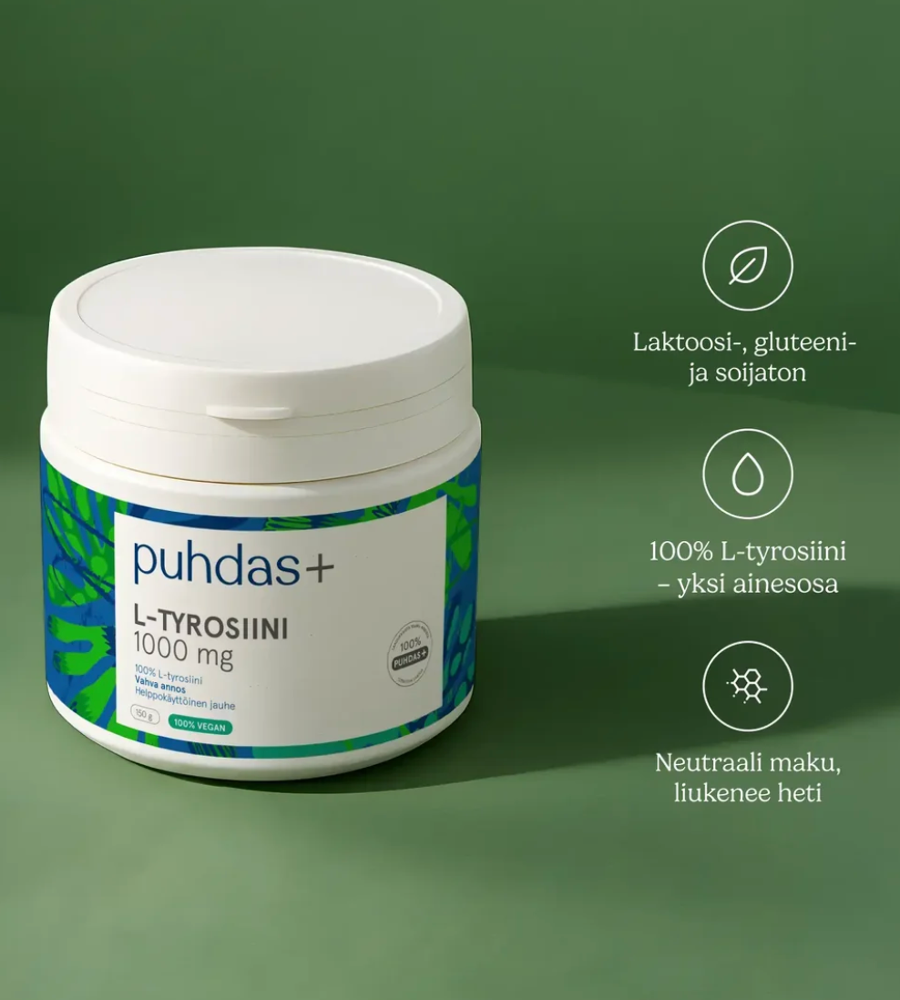 100% L-TYROSIINIJAUHE / 1000 mg / 150 g