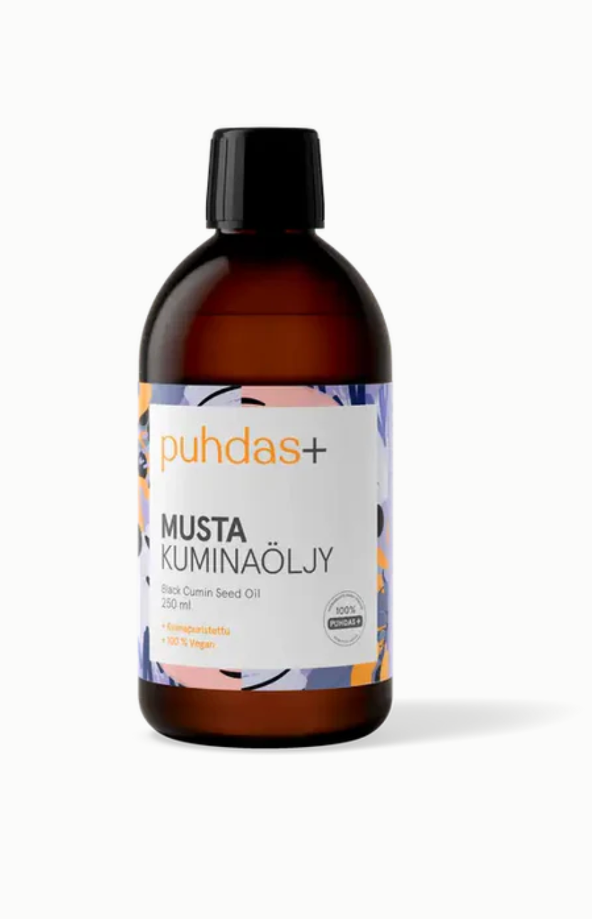 100% KYLMÄPURISTETTU MUSTAKUMINAÖLJY / 250 ml