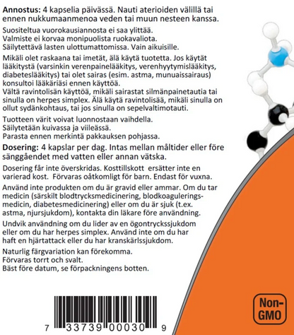 L-ARGINIINI / VAPAA MUOTO / 500 mg / 100 kaps.