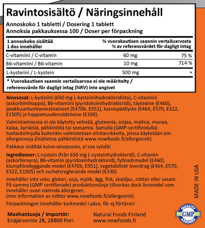 L-KYSTEIINI + C + B6 / 500 mg / 100 tabl.