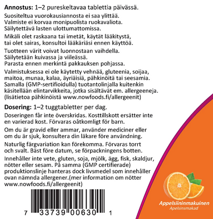 C-VITAMIINI PURUTABLETTI / 500 mg / APPELSIINI / 100 tabl.