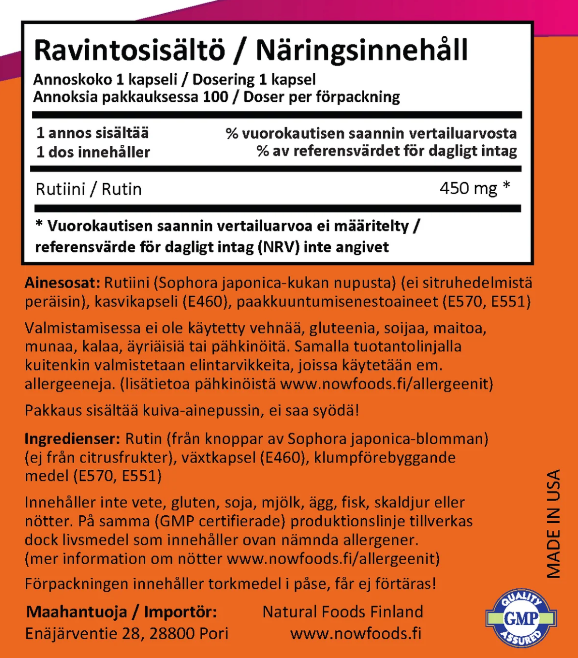 RUTIINI / 450 mg / 100 kaps.