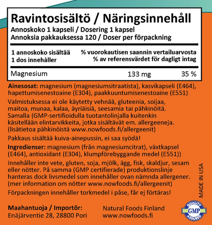 MAGNESIUMSITRAATTI / 400 mg / 120 vkaps.
