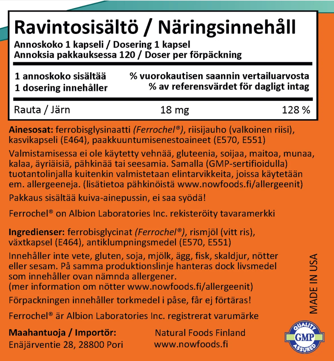 RAUTA / FERROCHEL / 18 mg / 120 Kaps.