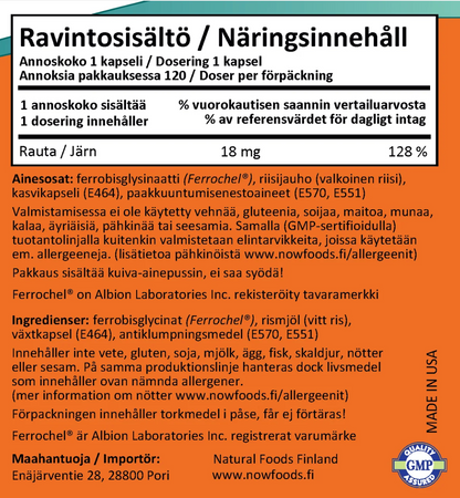 RAUTA / FERROCHEL / 18 mg / 120 Kaps.