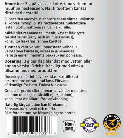 100% KREATIINIMONOHYDRAATTIJAUHE / 227 g