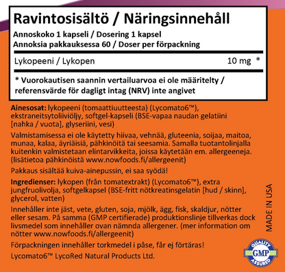 LUONTAINEN LYKOPEENI / 10 mg / 60 pehmokaps.