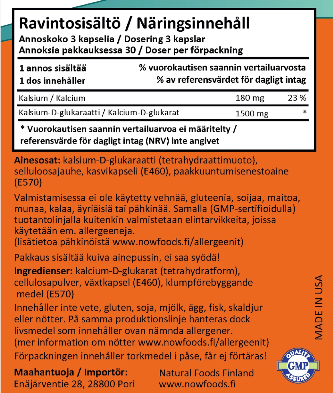 KALSIUM-D-GLUKARAATTI / 500 mg / 90 kaps.