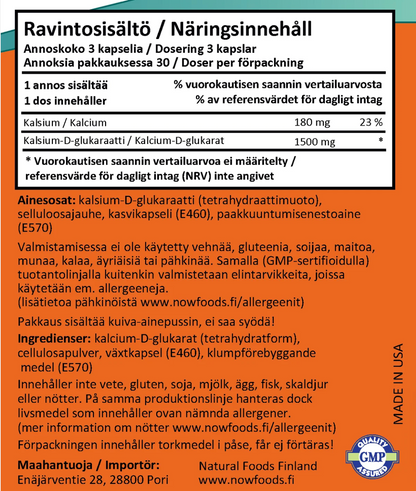 KALSIUM-D-GLUKARAATTI / 500 mg / 90 kaps.