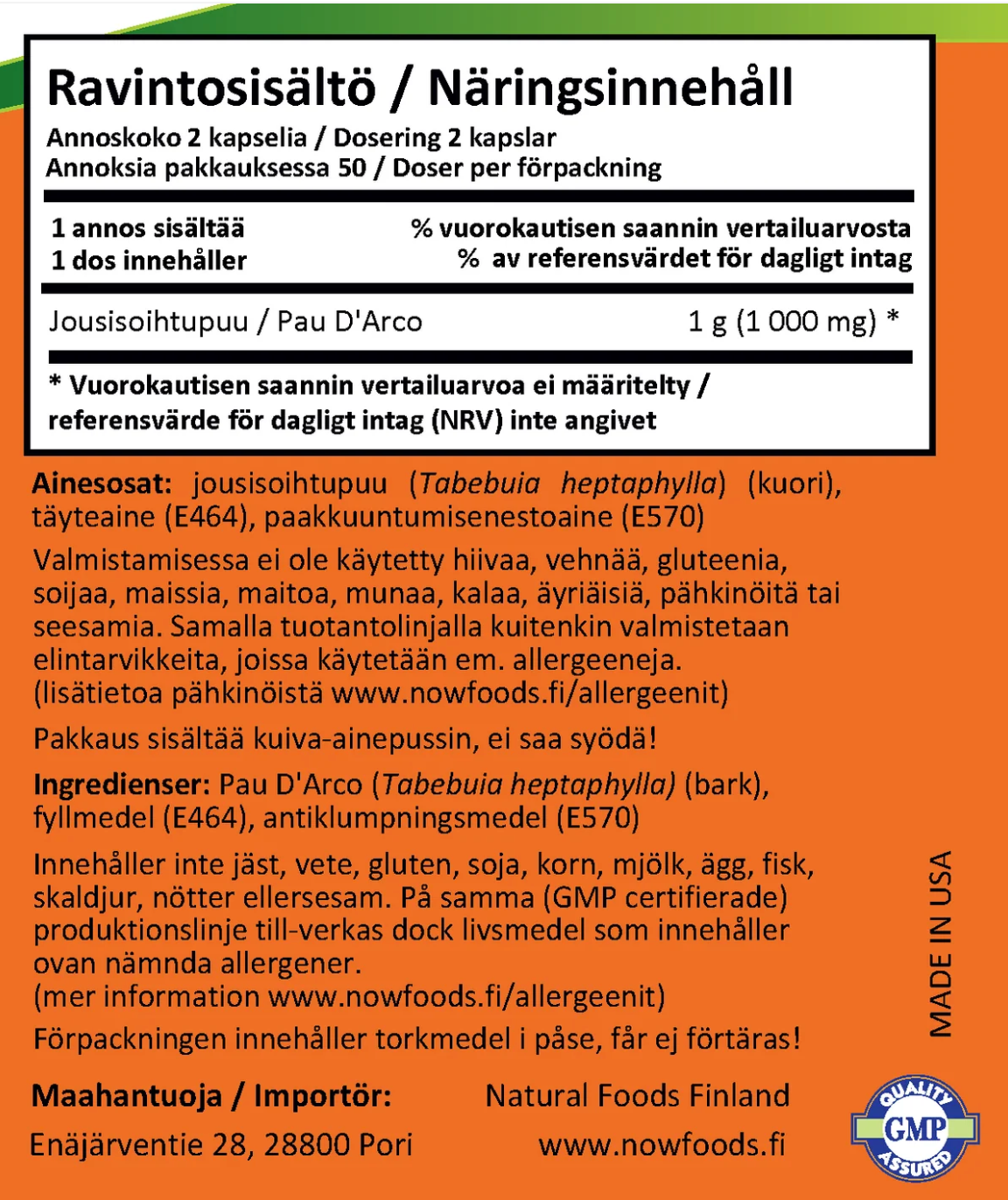 PAU D´ ARCO-UUTE / 500 mg / 100 kaps.