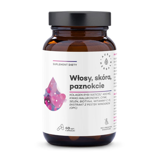 AURA HERBALS NatiCol Fischkollagen, Haare, Haut, Nägel (60 Kapseln)