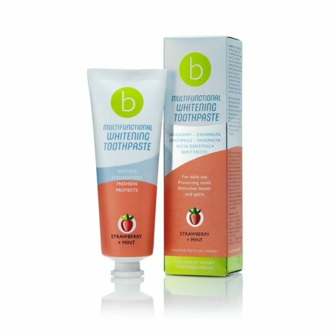 BECONFIDENT Multifunktionale aufhellende Zahnpasta mit Erdbeer- und Minzgeschmack (75 ml)