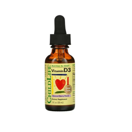 CHILDLIFE Essentials Vitamin D3, Naturlig Bär (30 ml / 1 fl. oz.)