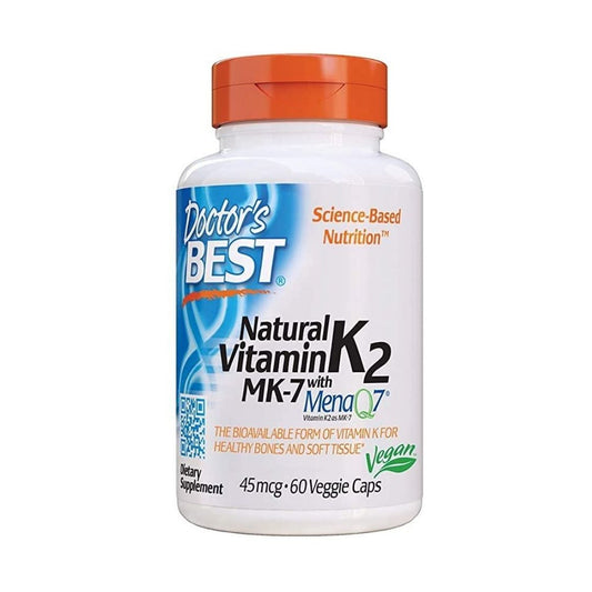 DOCTOR'S BEST Natural Vitamin K2 Mk7 with MenaQ7, 45 mcg (60 vcaps)