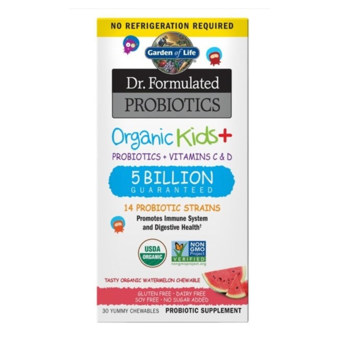 ORGANIC KIDS + / PROBIOOTIT + VITAMIINIT C & D / VESIMELONI / 30 purutablettia