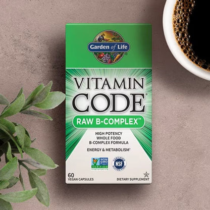 RAW B-COMPLEX / TÄYSRAVINTOPOHJAISET B-VITAMIINIT / 60 kaps.